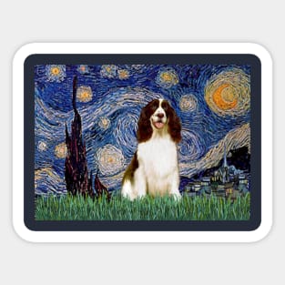 Starry Night Adapted to Include an English Springer Spaniel (brown-white) Sticker